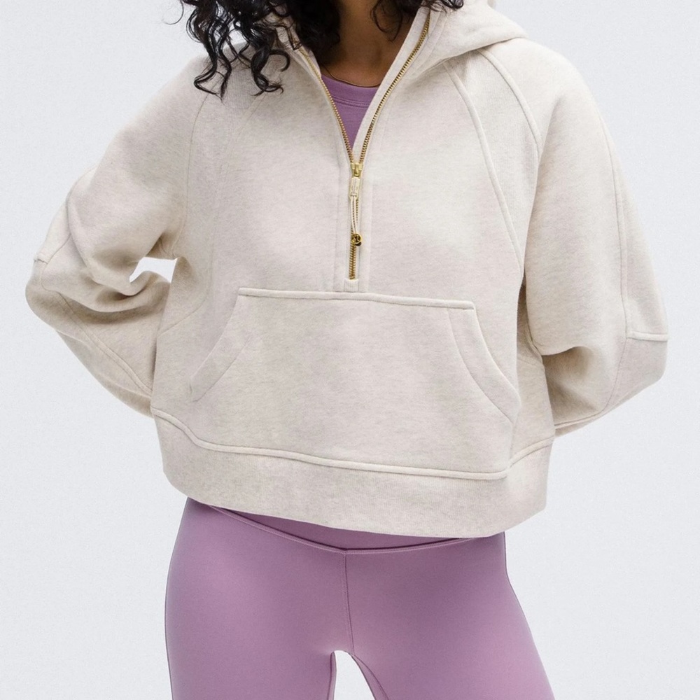 Lululemon Scuba Oversized Half Zip Heathered Bone/ Gold